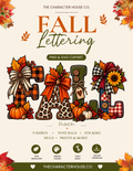 Fall Lettering PNG SVG Clipart | Autumn Alphabet Letters | Fall Sublimation Design | Pumpkin Bow Leaves | Cricut Cut File