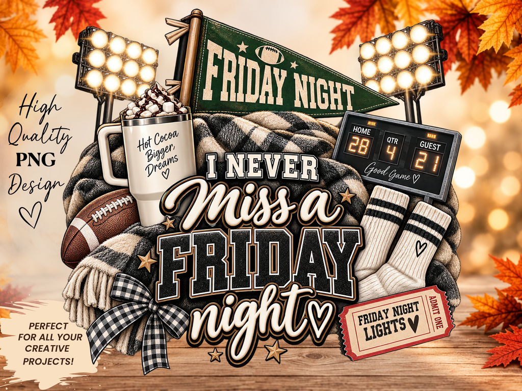 Friday Night Football Mom PNG | Game Day Sublimation Design (300 DPI)