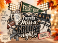 Friday Night Football Mom PNG | Game Day Sublimation Design (300 DPI)