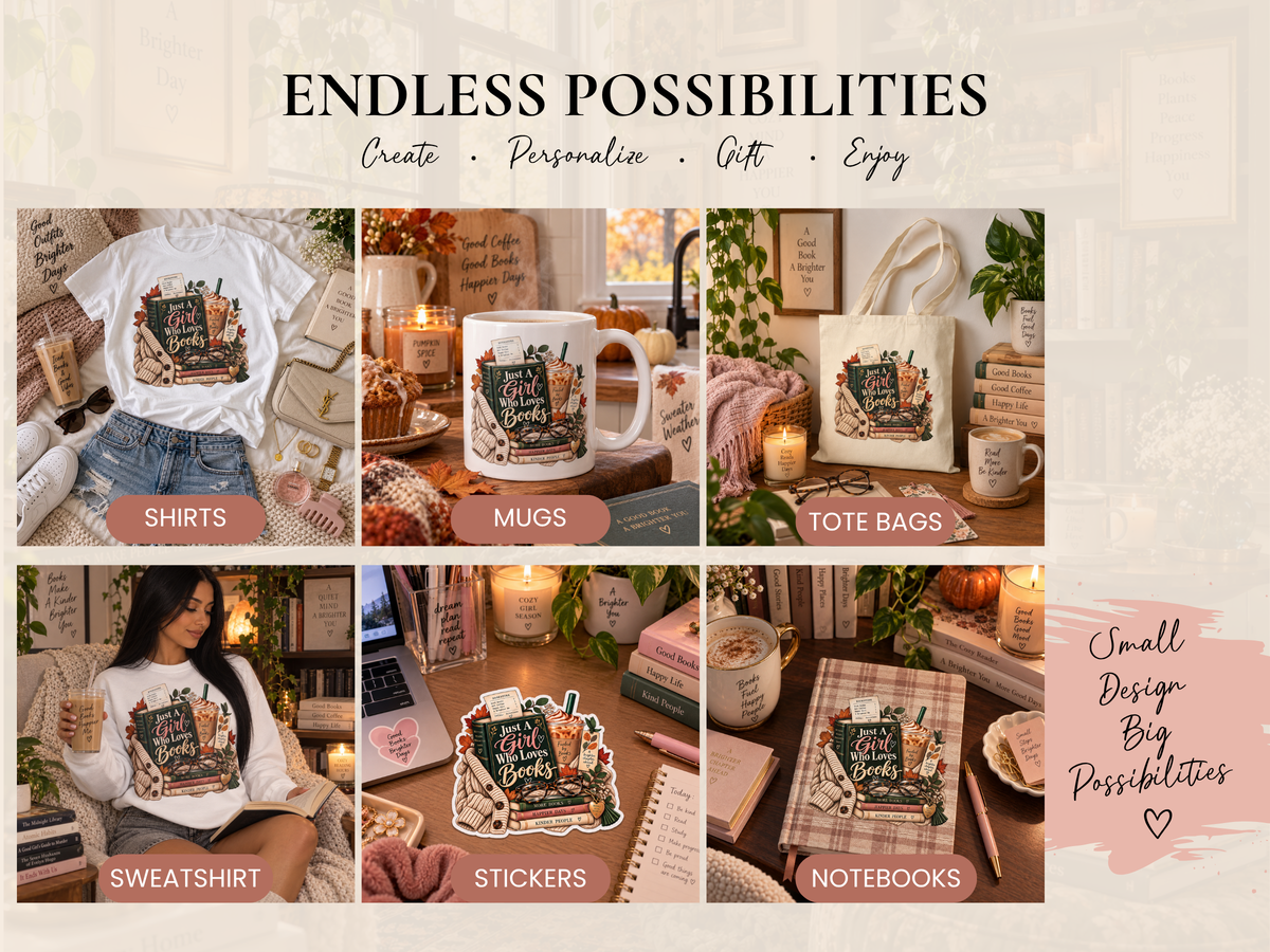 Cozy Book Lover PNG | Autumn Reading, Coffee, Glasses (Digital Download)