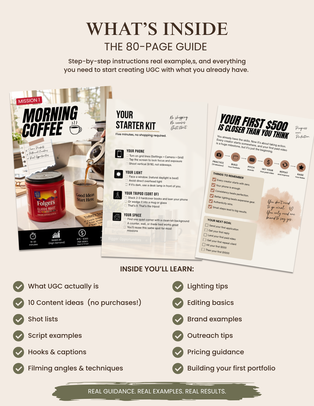 UGC eBook for Beginners | Content Creator Guide | 80-Page UGC Starter Kit + Free Canva Portfolio Website Template
