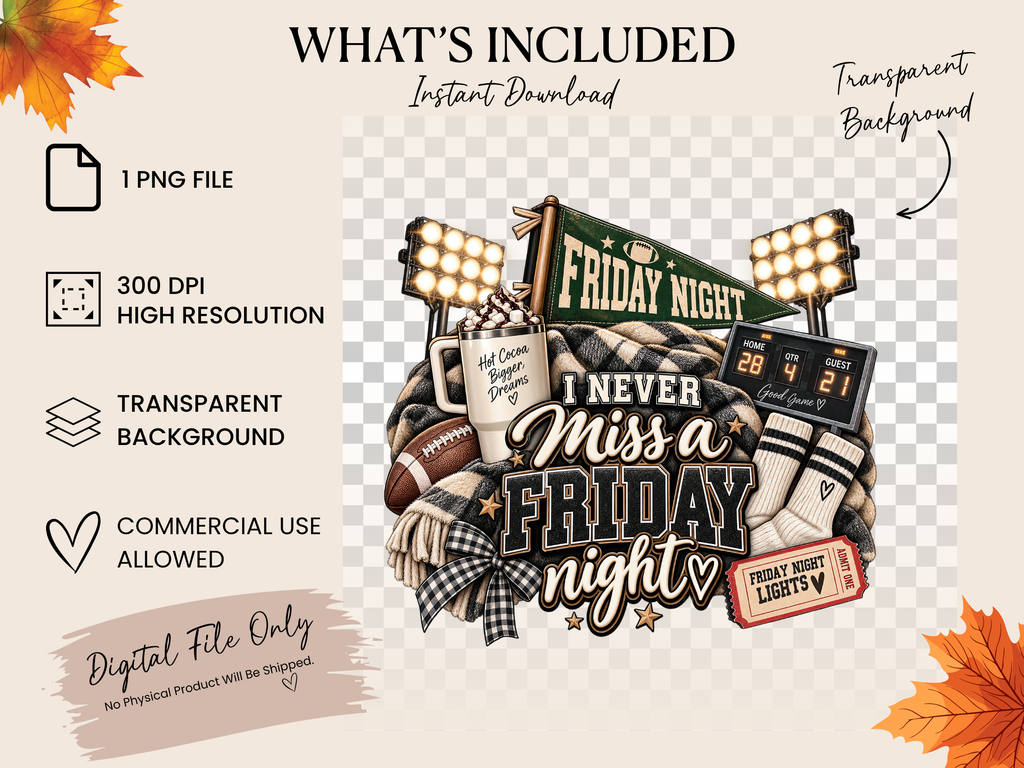 Friday Night Football Mom PNG | Game Day Sublimation Design (300 DPI)