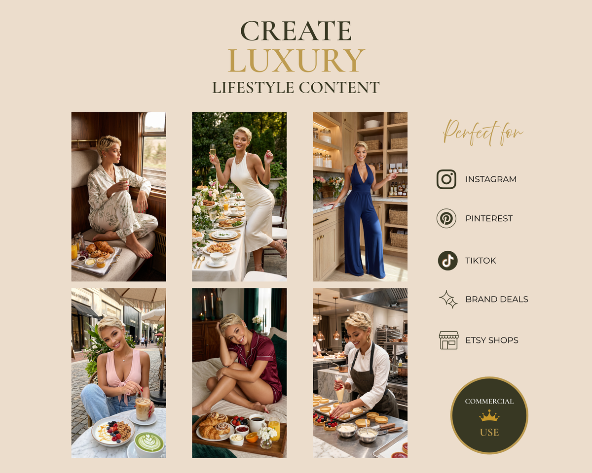 Odessa Wynn - Luxury AI Food Creator Bundle | 40 AI Images + 10 Videos