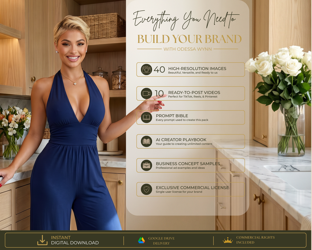 Odessa Wynn - Luxury AI Food Creator Bundle | 40 AI Images + 10 Videos