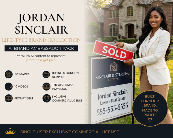 Jordan Sinclair - AI Brand Ambassador Pack | 30 Images, 10 Videos