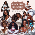 Black Girl Self Care clipart pack