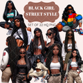 Black Girl Street Style clipart pack
