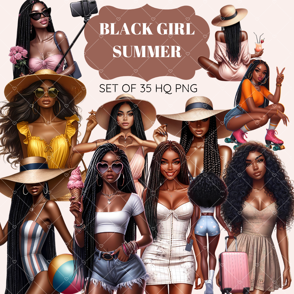 Black Girl Summer clipart pack