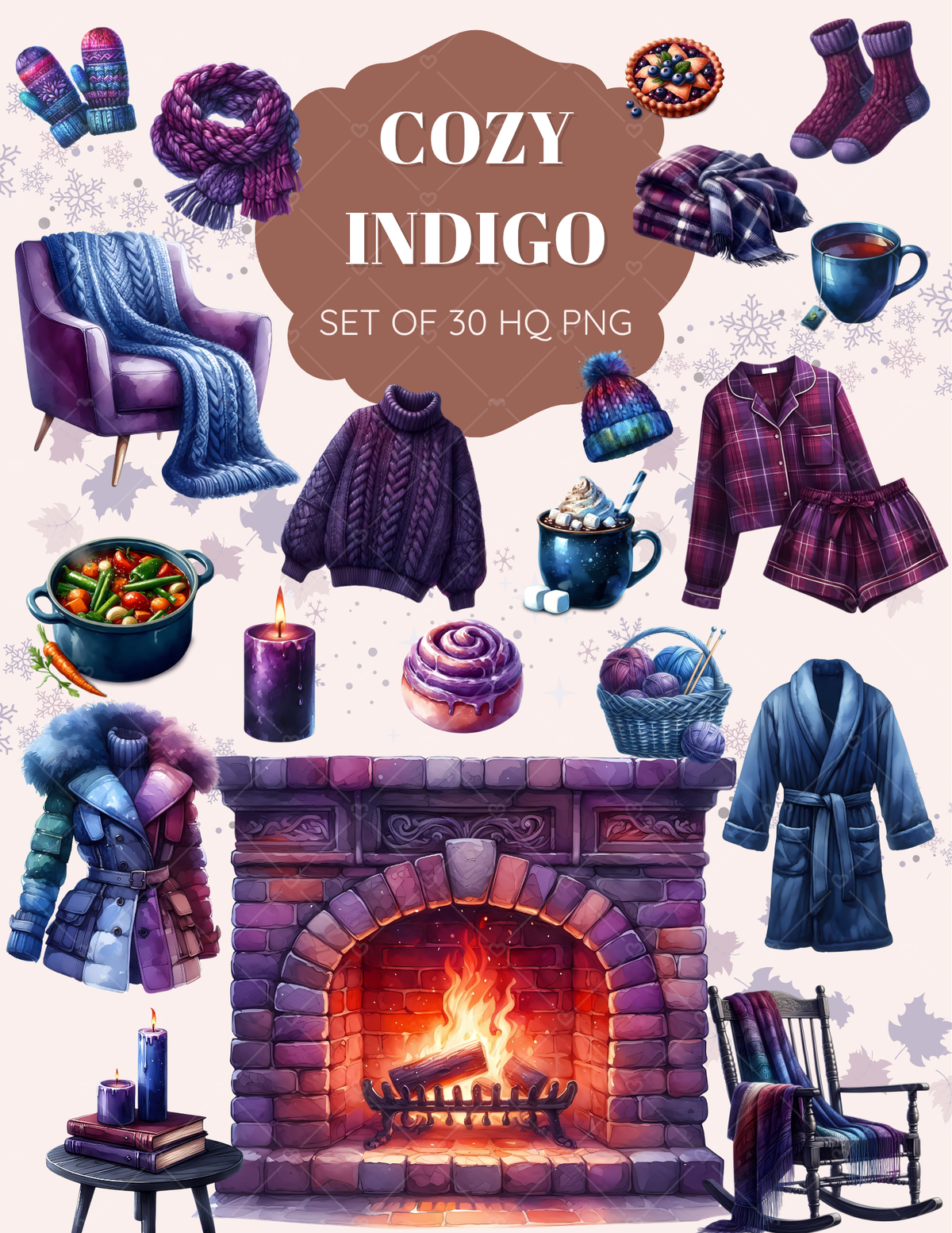 Cozy Indigo clipart pack