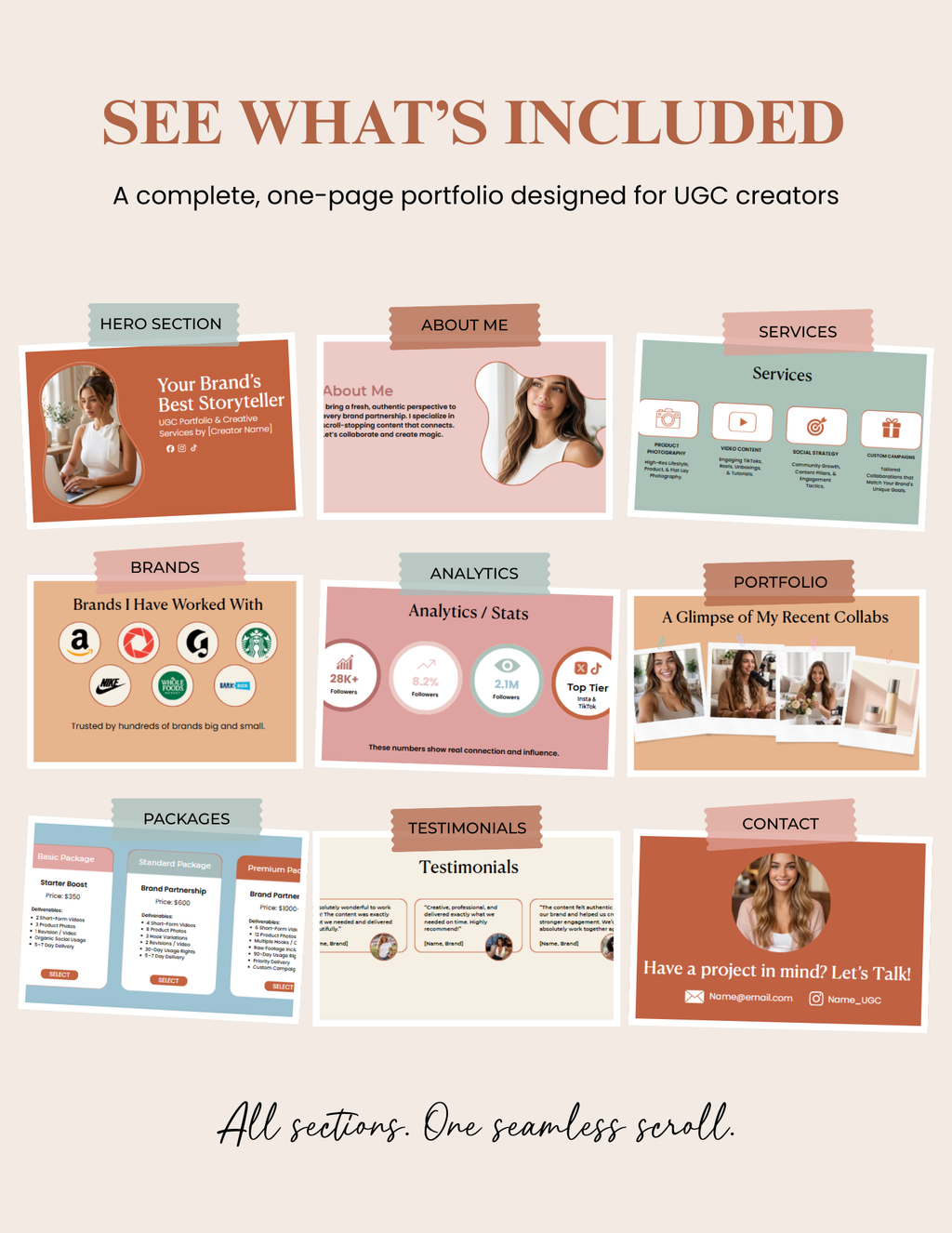 UGC Creator Portfolio Template | One-Page Canva Website (Digital Download)