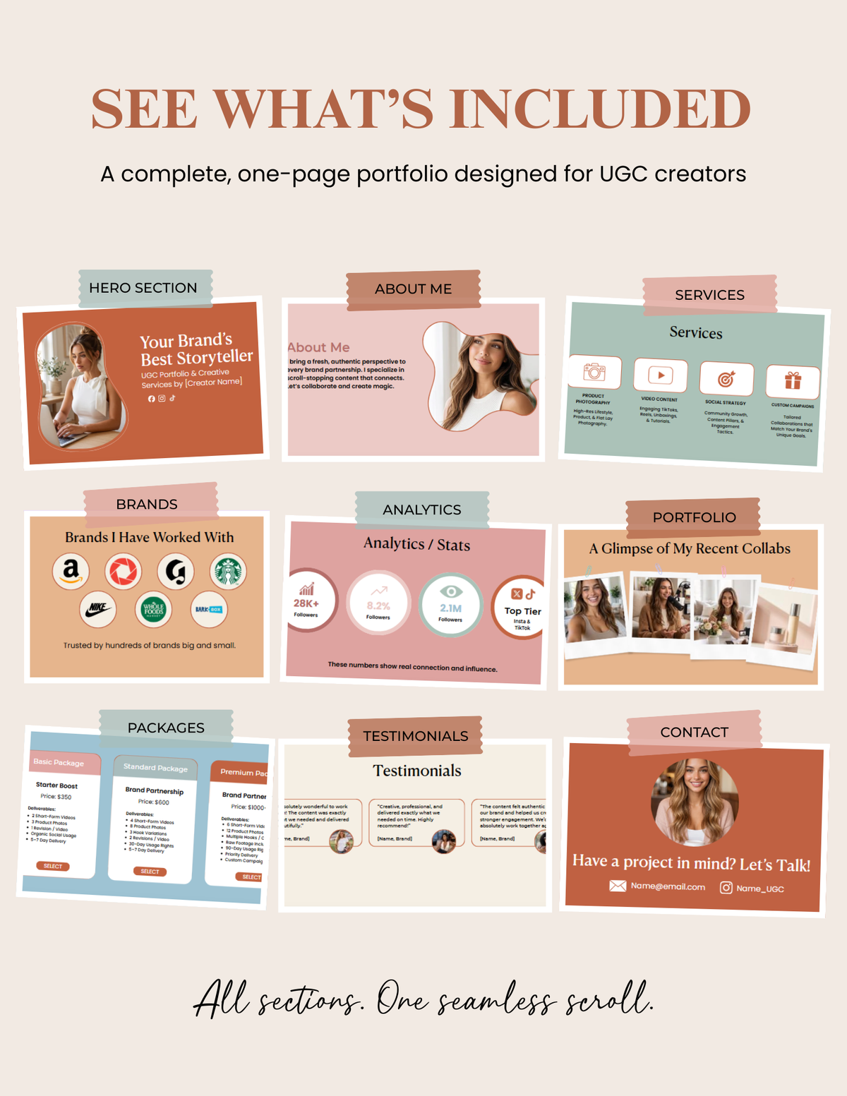 UGC Creator Portfolio Template | One-Page Canva Website (Digital Download)