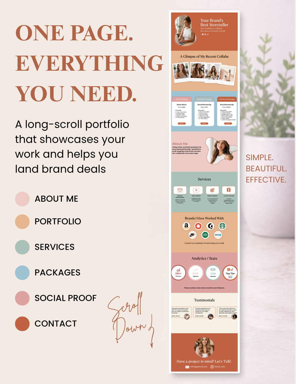 UGC Creator Portfolio Template | One-Page Canva Website (Digital Download)