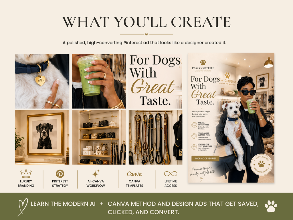 Luxury Pinterest Ads Course | ChatGPT + Canva Training (Digital Download)