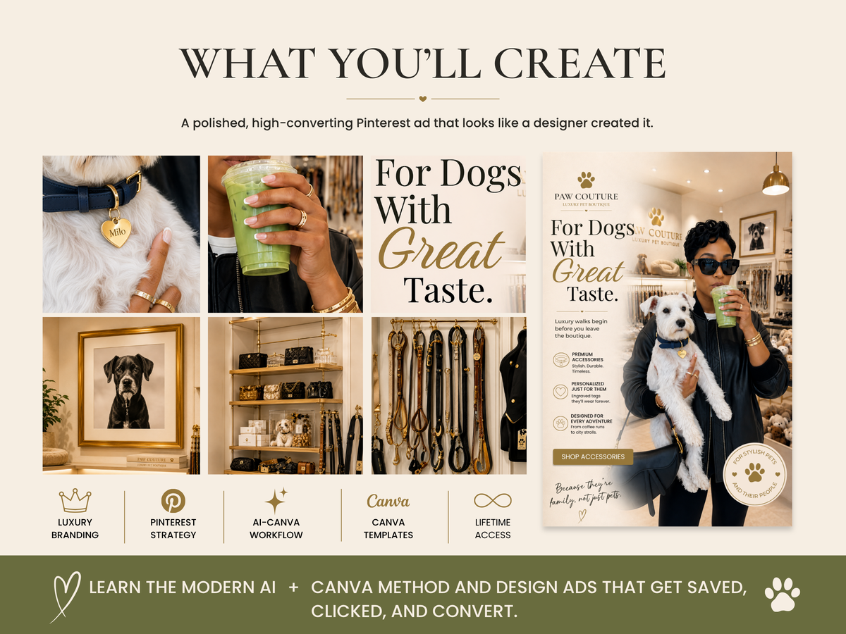 Luxury Pinterest Ads Course | ChatGPT + Canva Training (Digital Download)