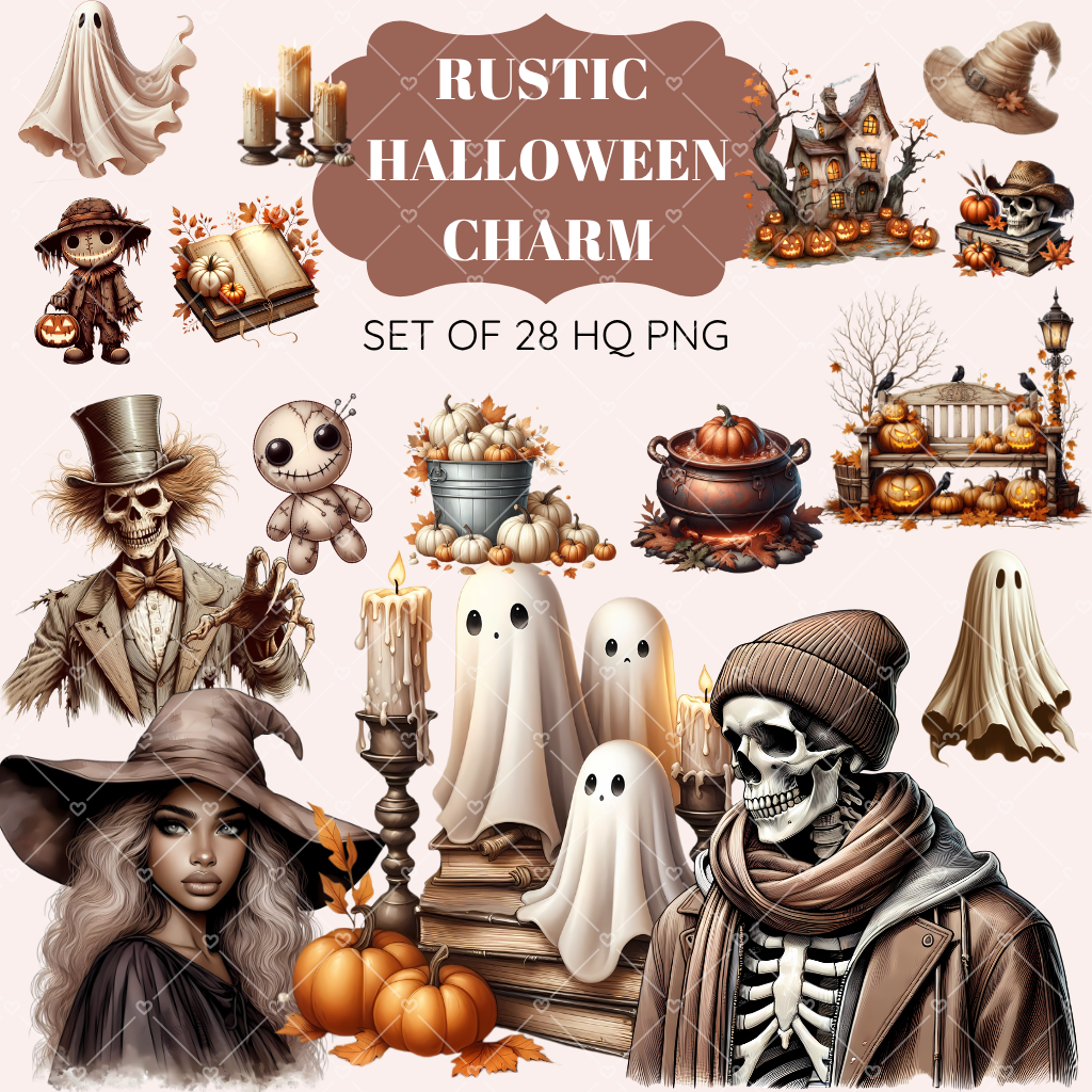 Rustic Halloween Charm clipart pack