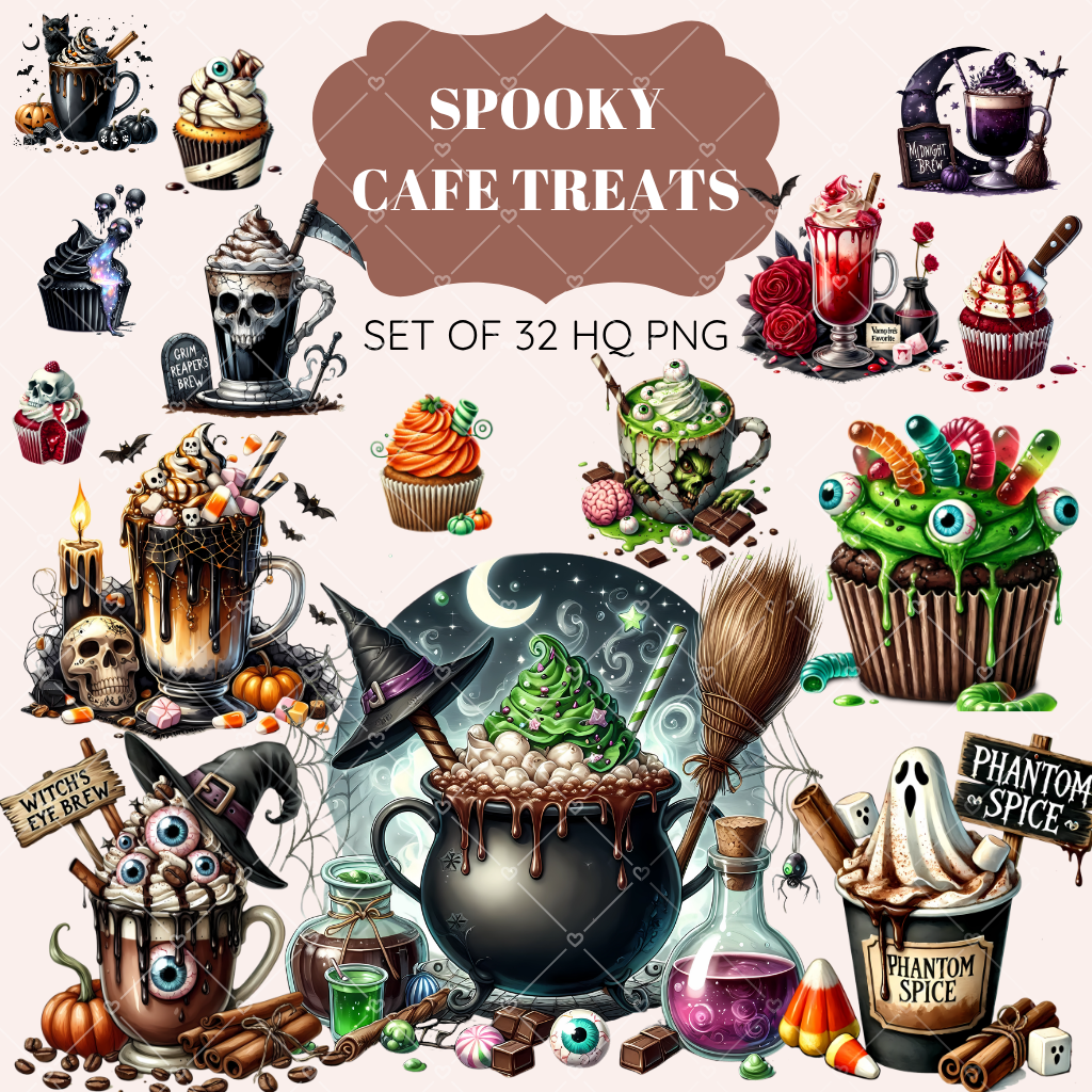Spooky Cafe Treats clipart pack