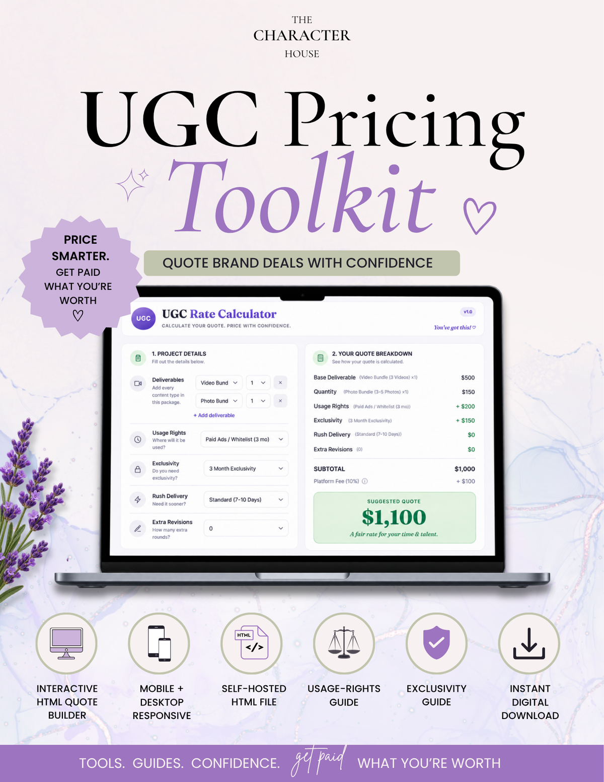 UGC Rate Calculator | Brand Deal Pricing Toolkit | Interactive HTML Quote Builder | Usage Rights & Exclusivity Pricing Guide