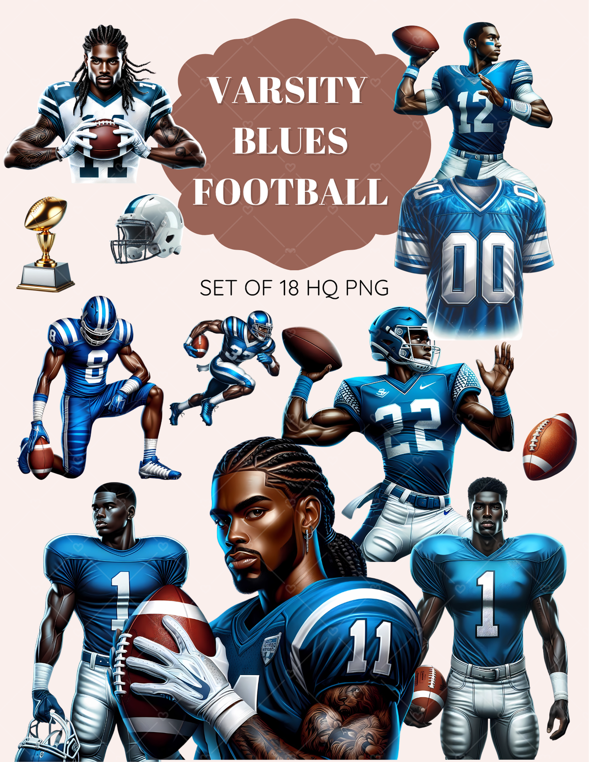Varsity Blues Football clipart pack