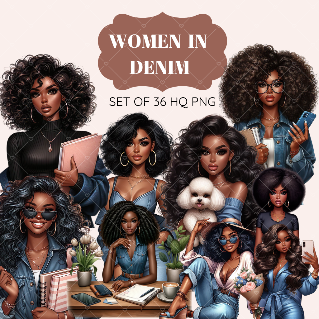 Women In Denim clipart pack