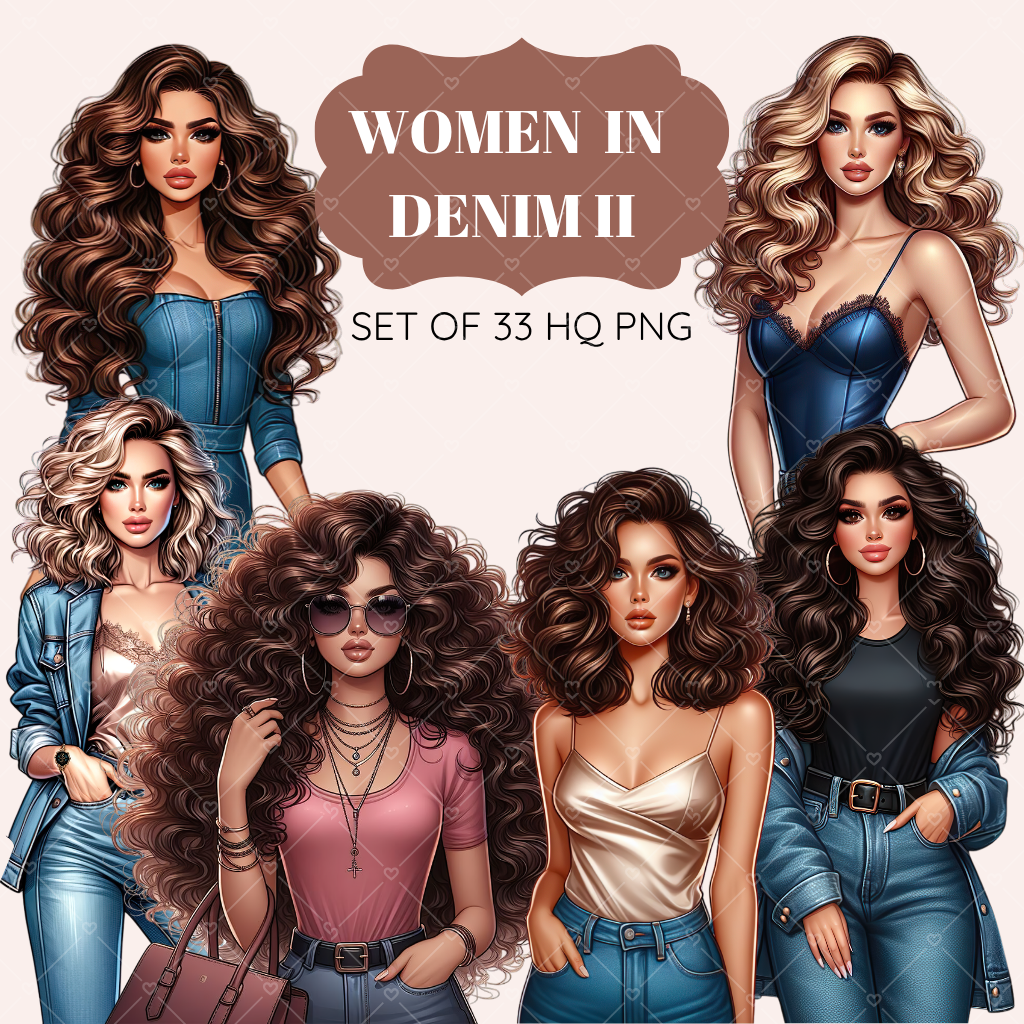 Women In Denim II clipart pack