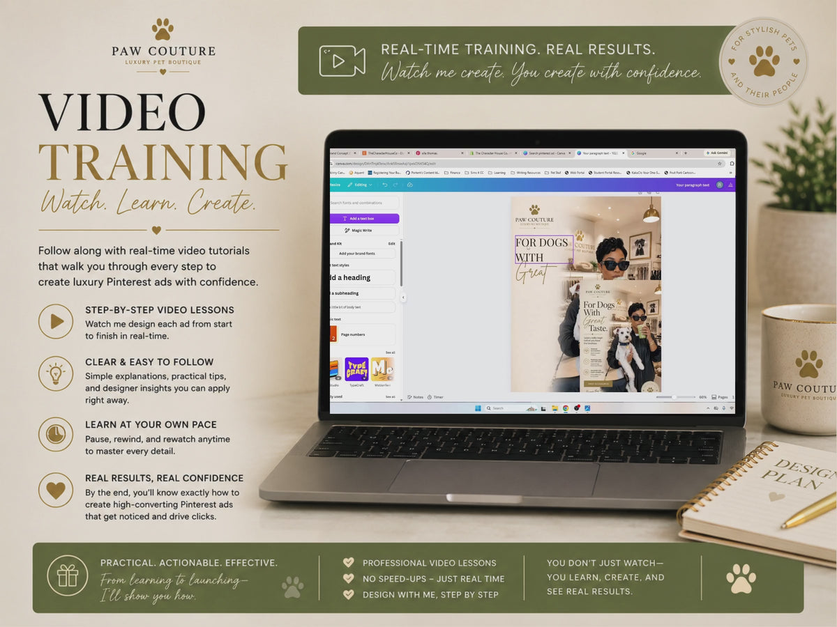 Luxury Pinterest Ads Course | ChatGPT + Canva Training (Digital Download)