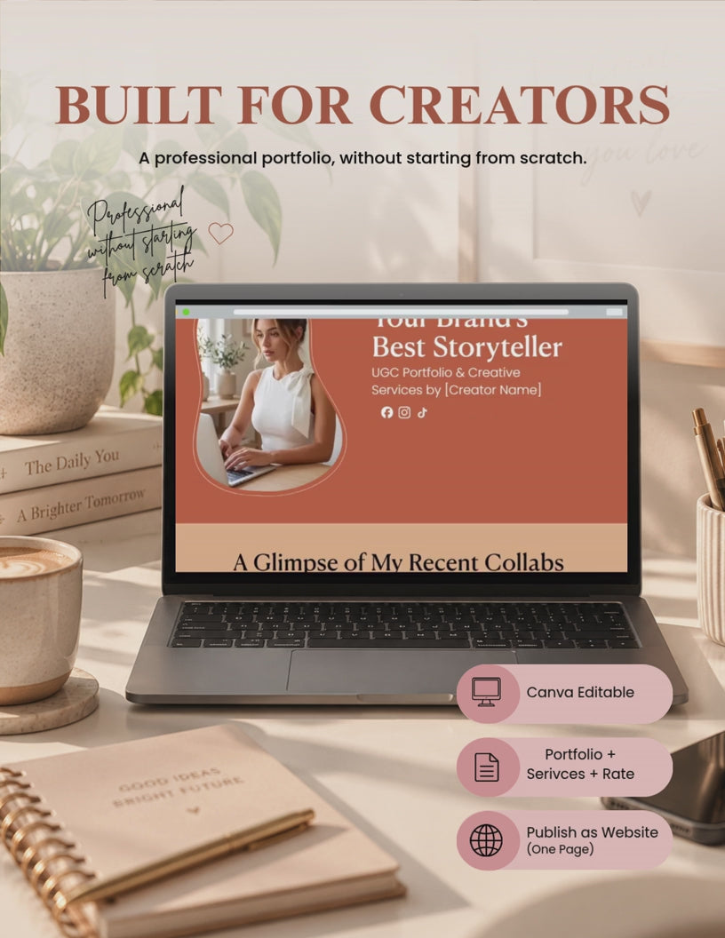 UGC Creator Portfolio Template | One-Page Canva Website (Digital Download)